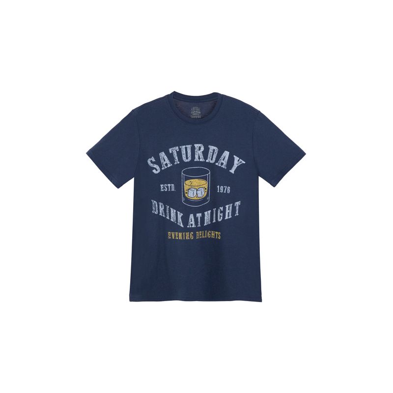 TENNIS - Camiseta azul estampada en frente para hombre