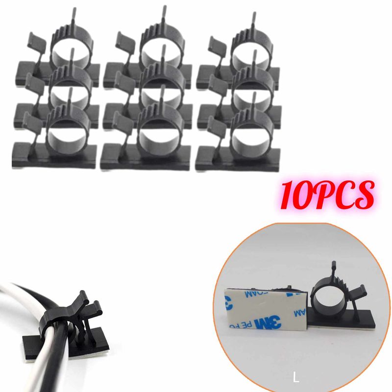 GENERICO - Pack 10 Clips ajustable autoadhesivo soporte Abrazaderas Cables L