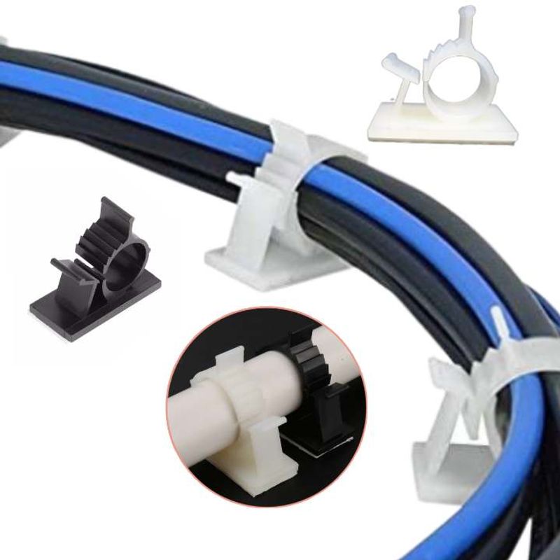 GENERICO - Pack 10 Clips ajustable autoadhesivo soporte Abrazaderas Cables L