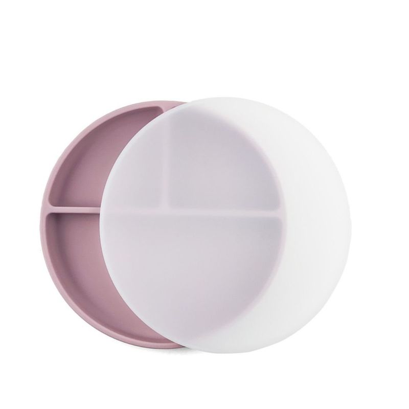 GENERICO - Plato Silicona + Tapa Protectora +Tenedor Sin Bpa morado