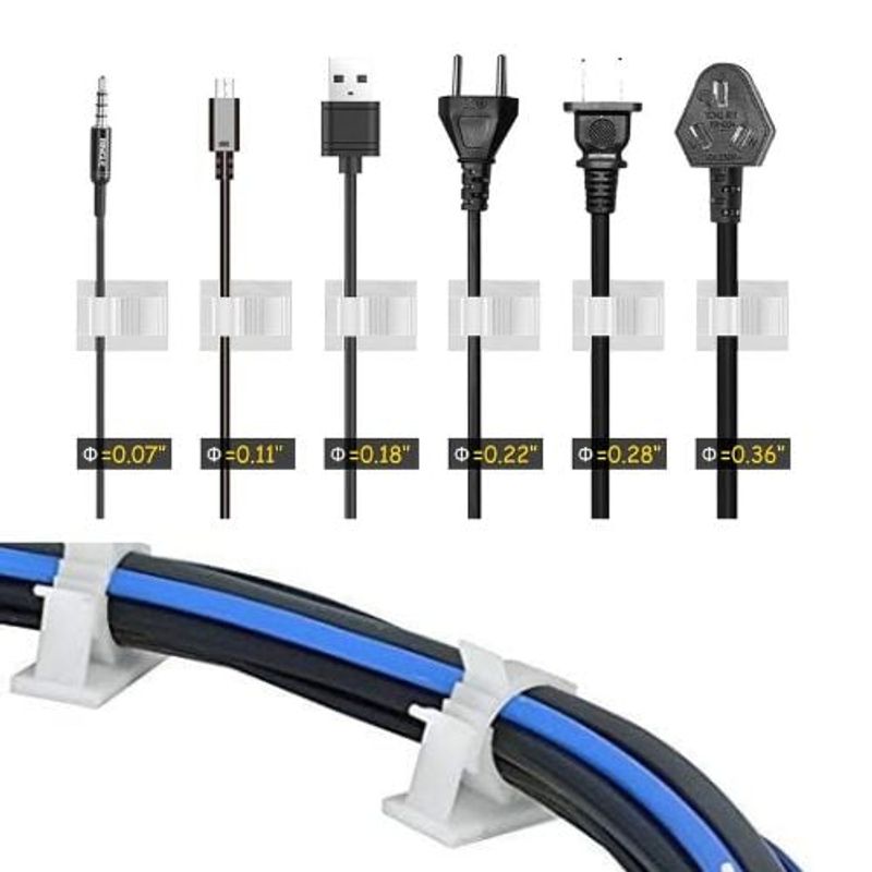 GENERICO - Pack 10 Clips ajustable autoadhesivo soporte Abrazaderas Cables X