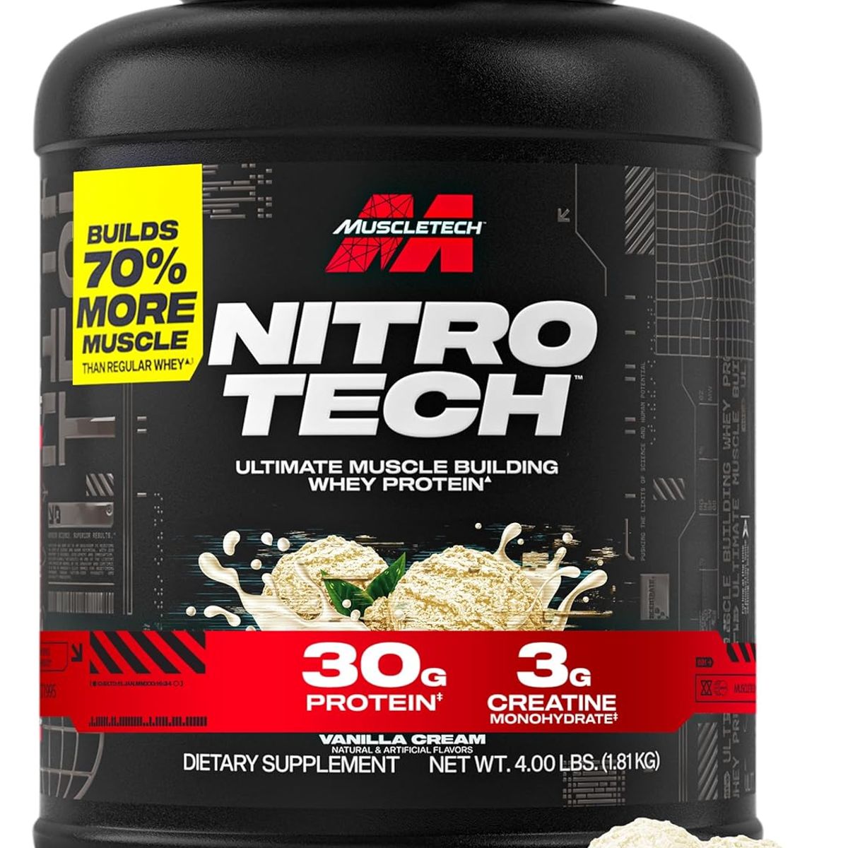 MUSCLETECH - Muscletech Nitro Tech 4LB Proteína con Creatina