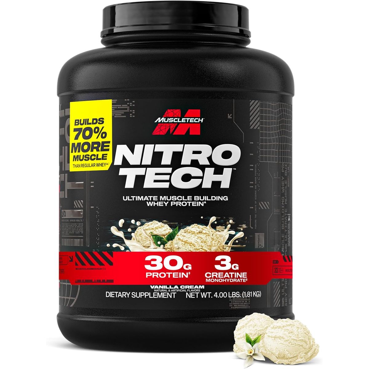 MUSCLETECH - Muscletech Nitro Tech 4LB Proteína con Creatina