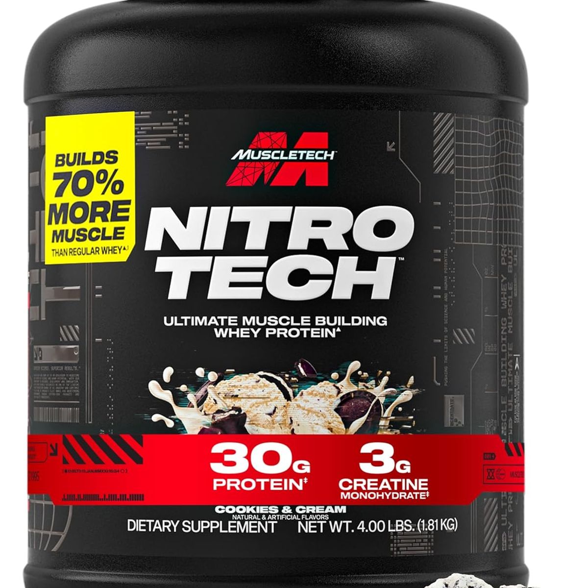 MUSCLETECH - Nitro Tech Whey Protein 4 Libras Cookies and Cream - Muscletech