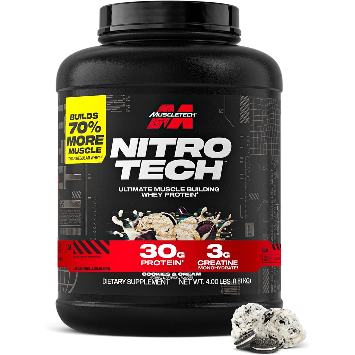 MUSCLETECH - Nitro Tech Whey Protein 4 Libras Cookies and Cream - Muscletech