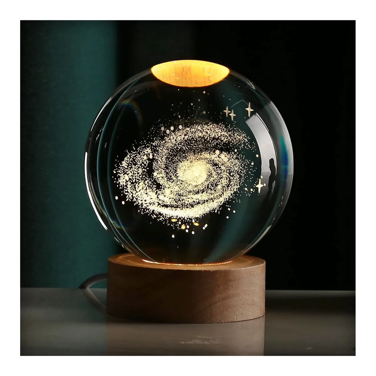 GENERICO - Lampara Luz Nocturna Bola De Cristal LED 3D - 6CM