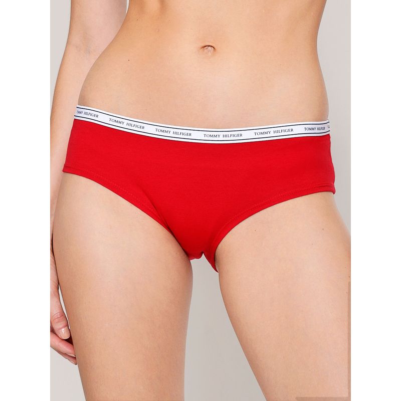 TOMMY HILFIGER - Pantie Rojo Tipo Hipster Con Logo Tommy Hilfiger