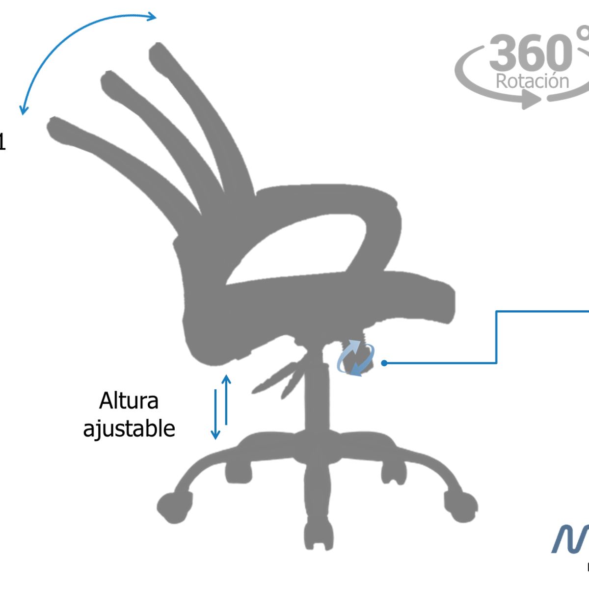 GENERICO - Silla Oficina Tripoli Ergonomica Azul Soporte Lumbar - Mobili shop