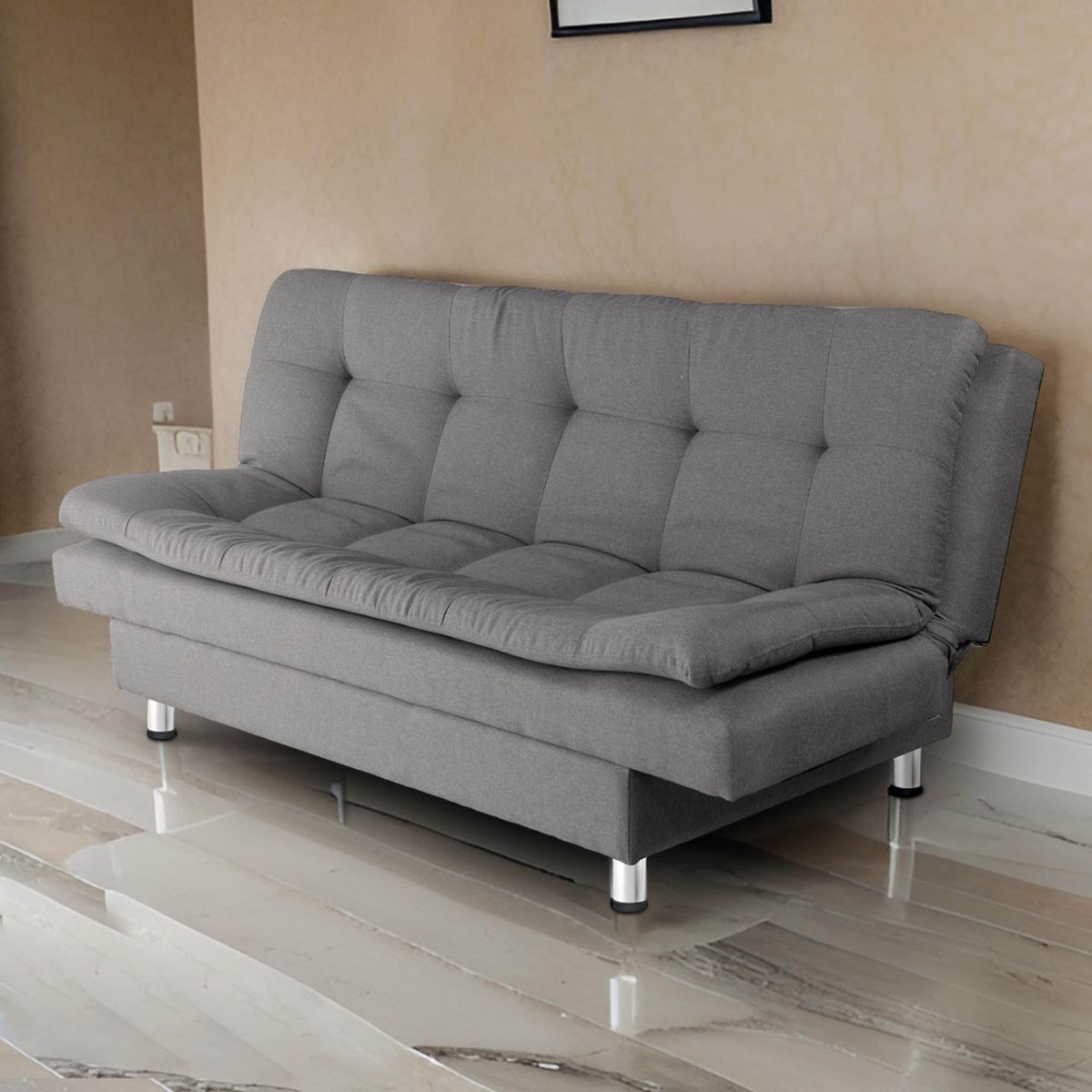 KAIU HOME - SOFA CAMA PROMOCIONAL GRIS TELA TIPO LINO