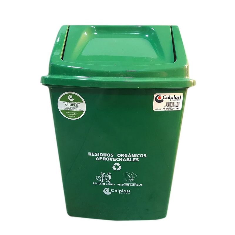 GENERICO - Papelera Plastica De 22 Litros Color Verde