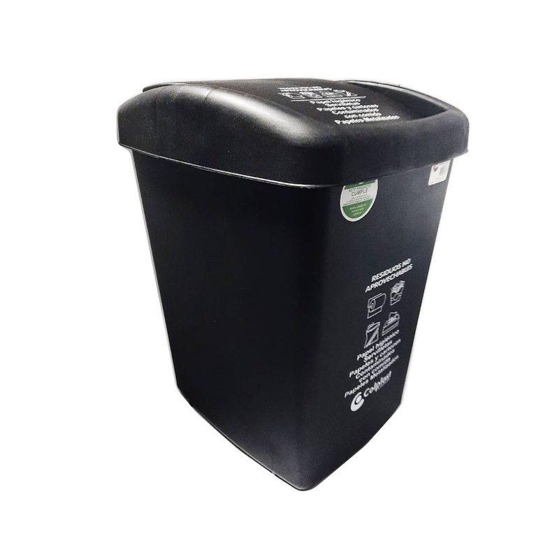 GENERICO - Caneca De 36 Litros Tapa Vaiven Color Negro