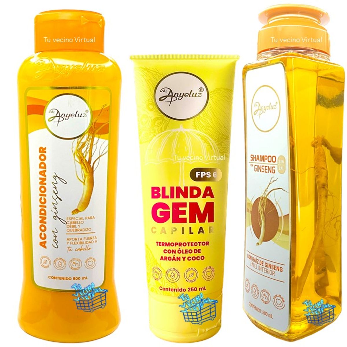 ANYELUZ - Kit x 3 ginseng + termoprotector - Anyeluz