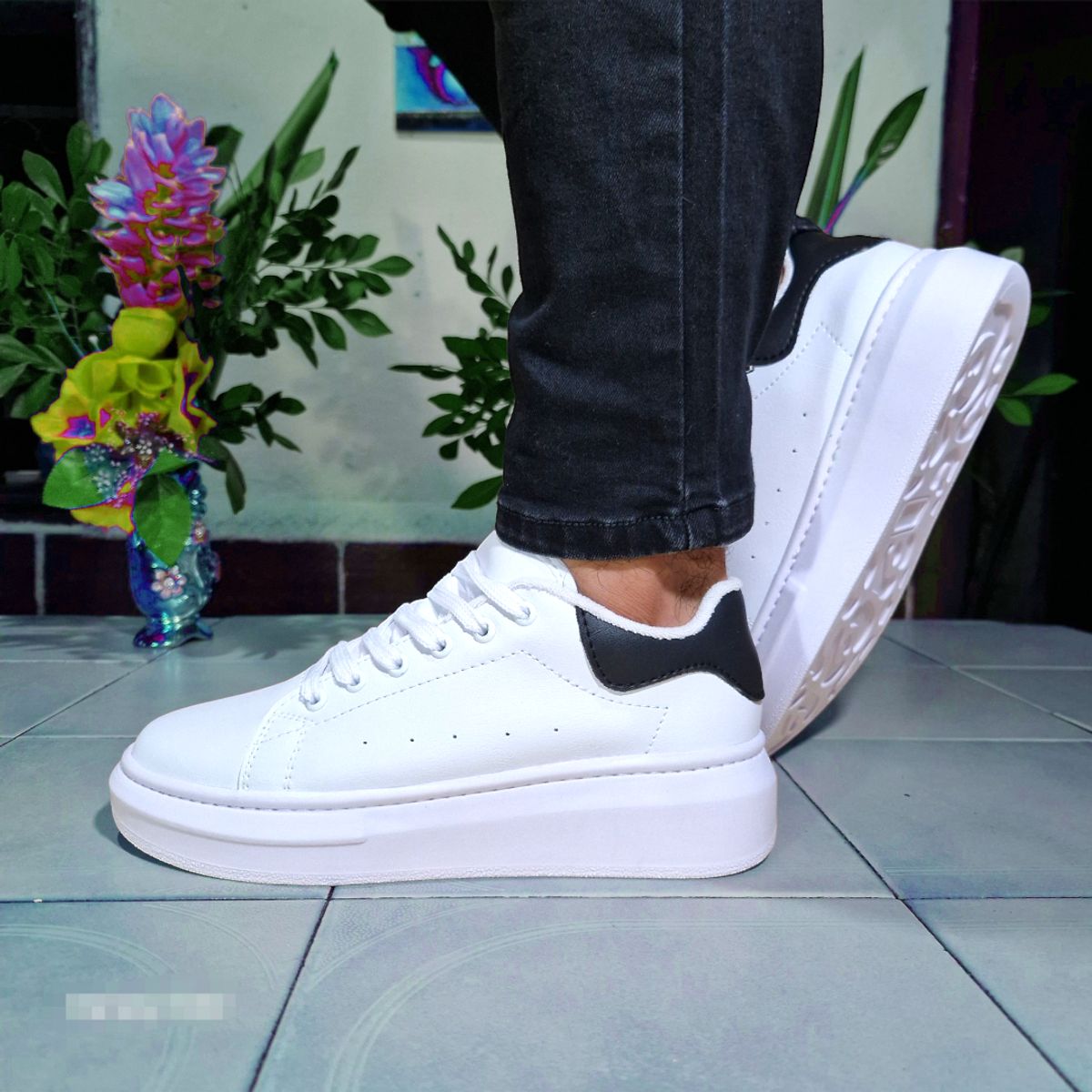 EVEGONZ - Zapatos Casuales Blancos Con Negro de Hombre