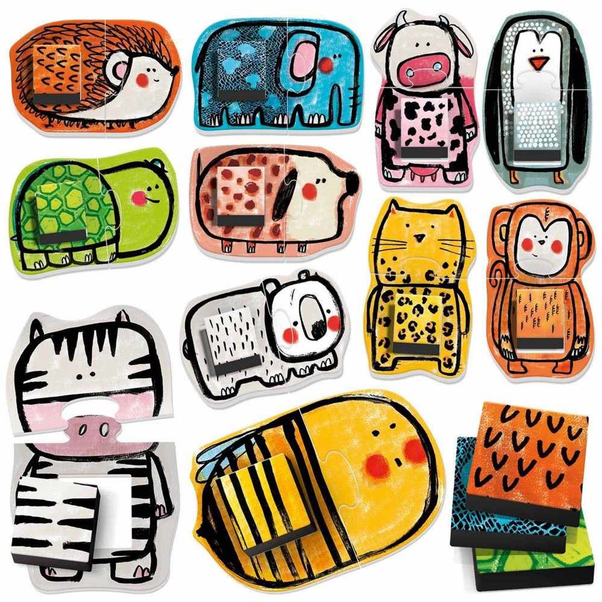 JUGANDO Y EDUCANDO - Rompecabezas Motricidad Texturas De Animales Para Niños