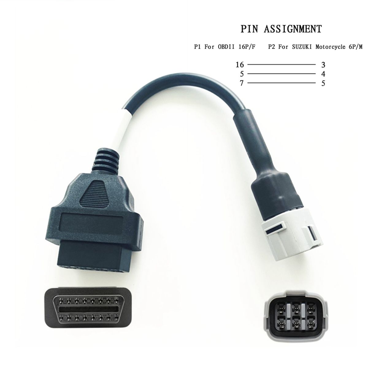 GENERICO - Conector Adaptador Cable Obd Escaner Moto Suzuki 6 Pines