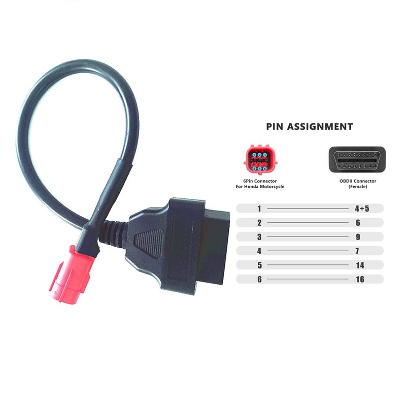 GENERICO - Conector Adaptador Cable Escaner Moto Benelli Ktm Honda 6p