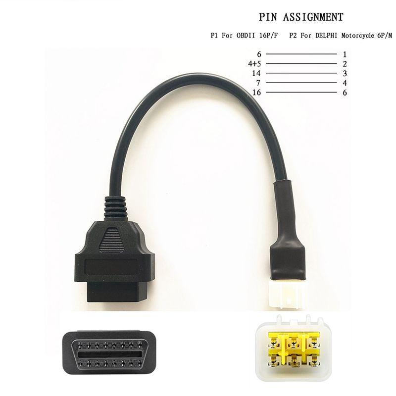 GENERICO - Conector Adaptador Cable Obd Escaner Moto Delphi Benelli
