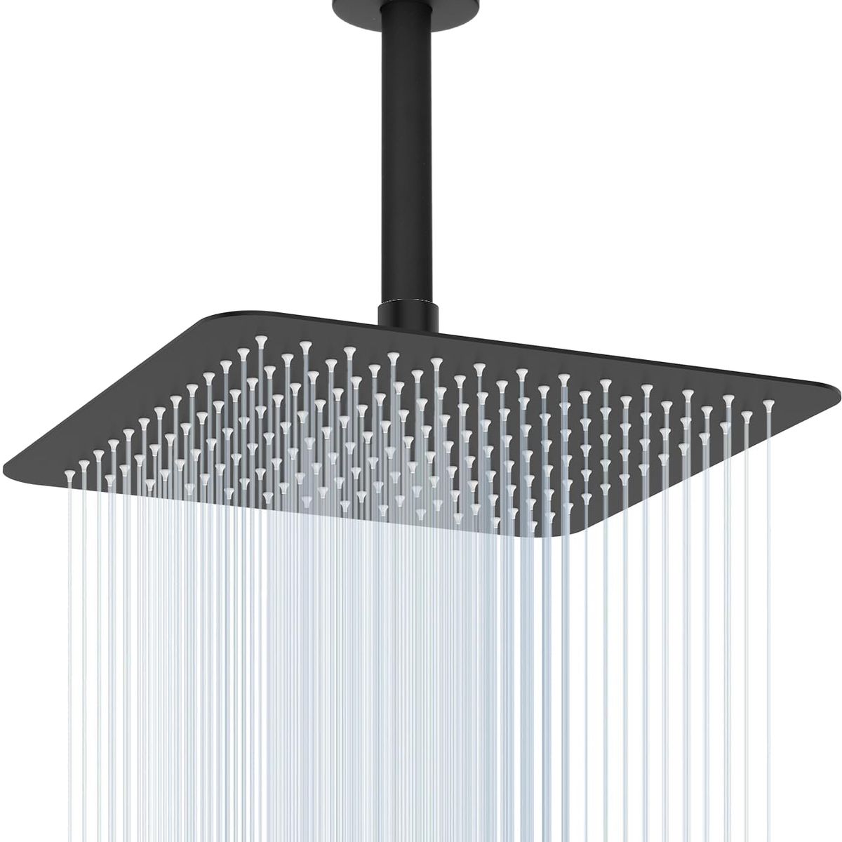 GENERICO - Regadera Ducha Piatto Negra 25cm Acabado Mate-tubo Techo