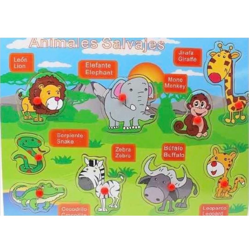GENERICO - Tabla Didactica de Animales salvajes español e ingles niños
