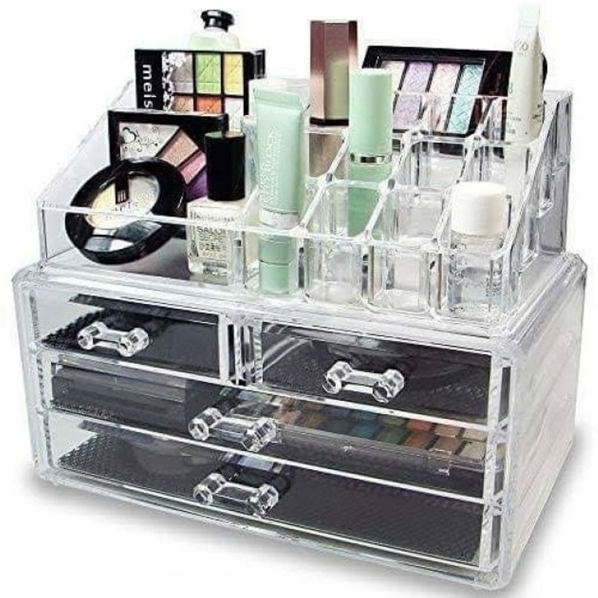 GENERICO - Organizador Caja Maquillaje Cosmeticos X3 Cajones X1 Exhibid
