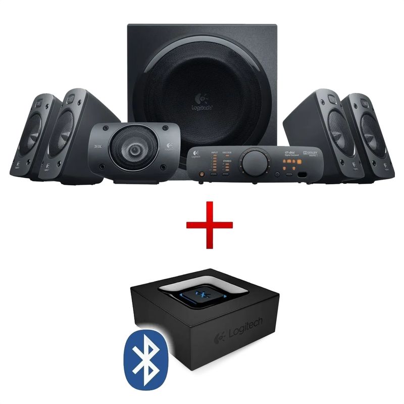 LOGITECH - Combo Parlantes 5.1 Logitech Z906 500W + Adaptador Bluetooth 3,5mm