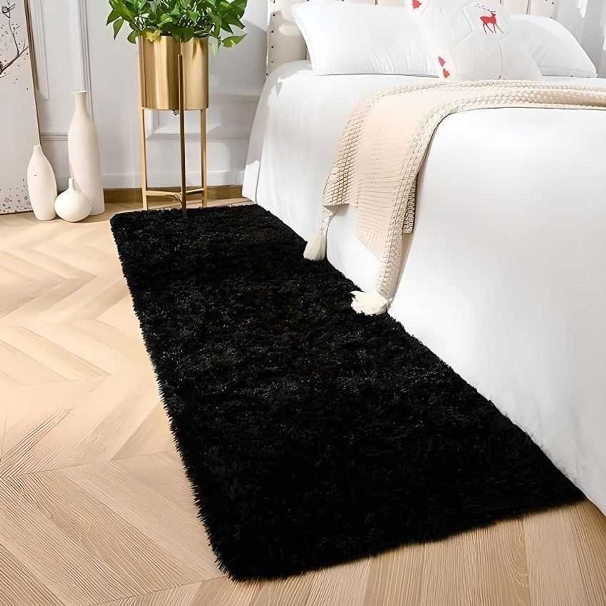 MITAPETE COM - Tapete Alfombra Camino Peludo 50 X 180cms Negro