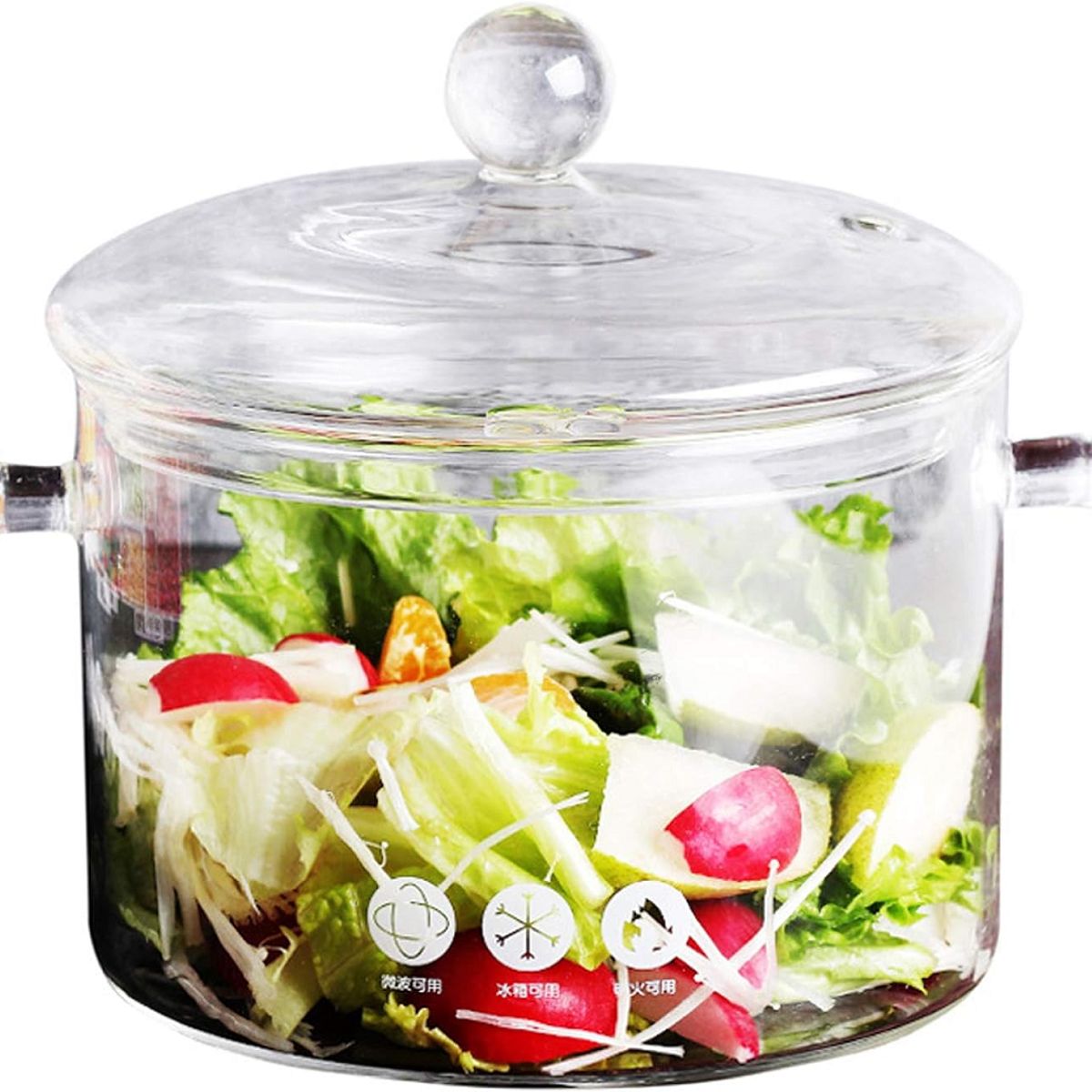 GENERICO - Olla Con Tapa recipiente En Vidrio Templado Transparente