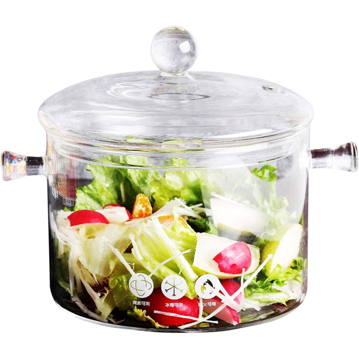 GENERICO - Olla Con Tapa recipiente En Vidrio Templado Transparente