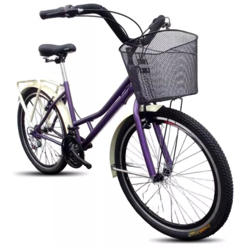 ATILA - Bicicleta Playera Rin 26 Doble Pared, 18 Cambios - Morada