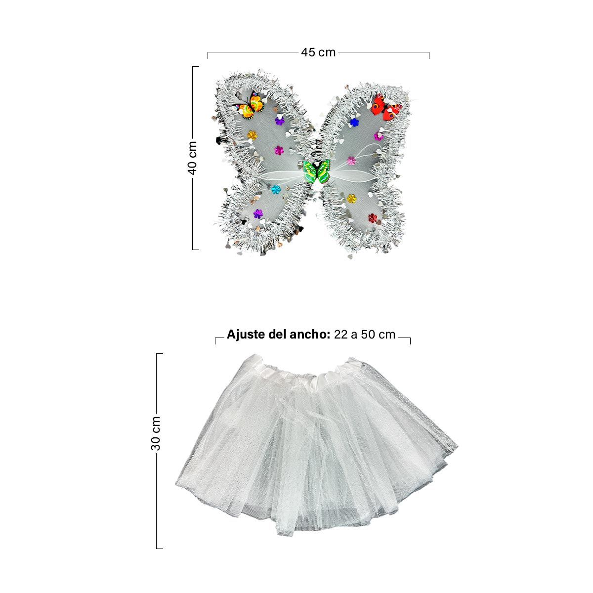 COMPRALOENCASA COM - Disfraz Ángel Blanco Alas Tutú Halloween Niña Fiesta OF-1500