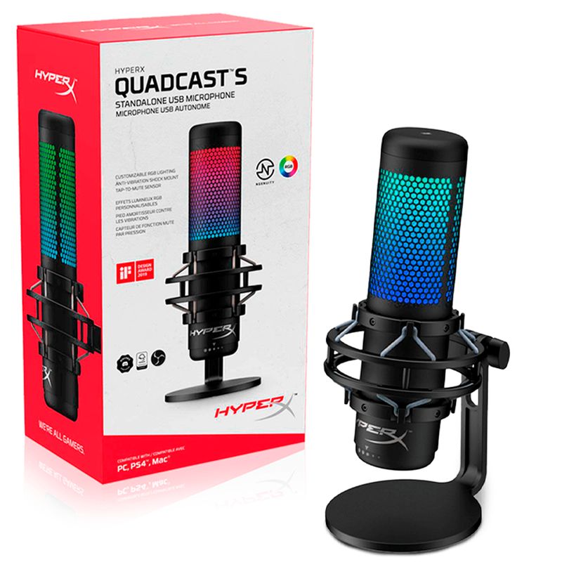 HYPERX - Micrófono Streamer Hyperx QuadCast S RGB