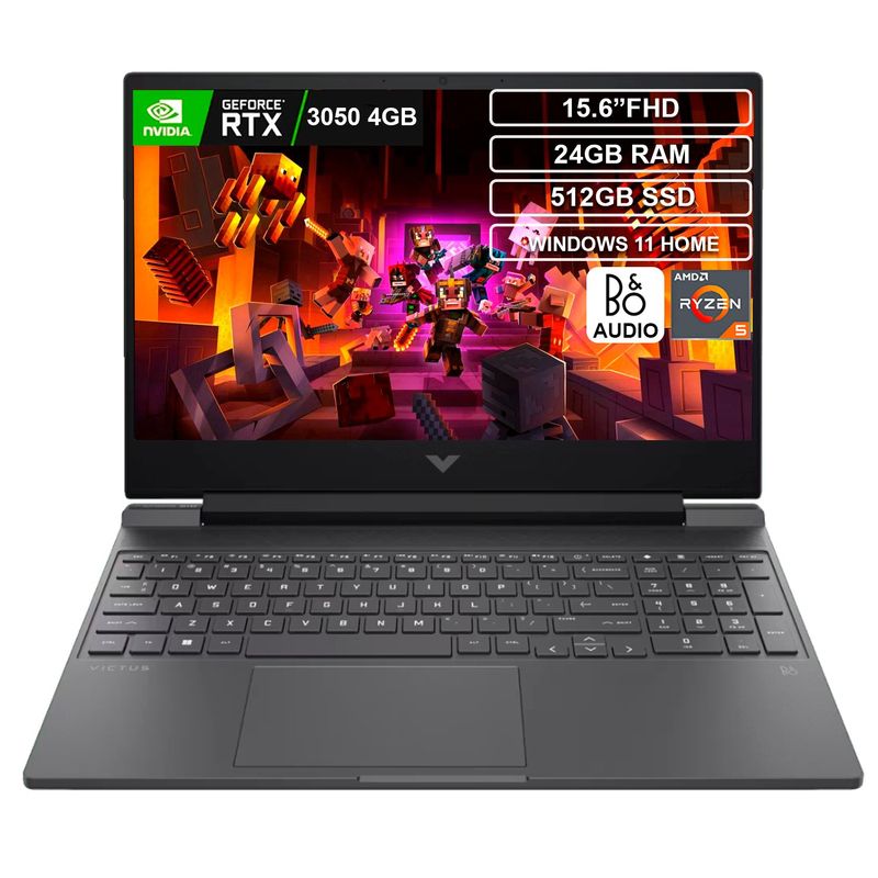 HP - Portátil Gamer HP Victus Ryzen 5 5600H 24GB 512GB RTX 3050 4GB 15.6 FHD Win 11.---_.