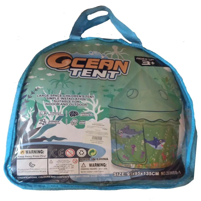 JUGANDO Y EDUCANDO - Juguete Carpa Infantil Océano Con Diseño De Tiburones Niños
