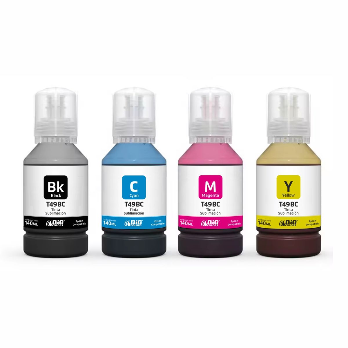 BIG COLORS - TINTAS BIG COLORS T49BC SUBLIMACION PRO COMPATIBLE EPSON F170 COMBO 4 X 140ML