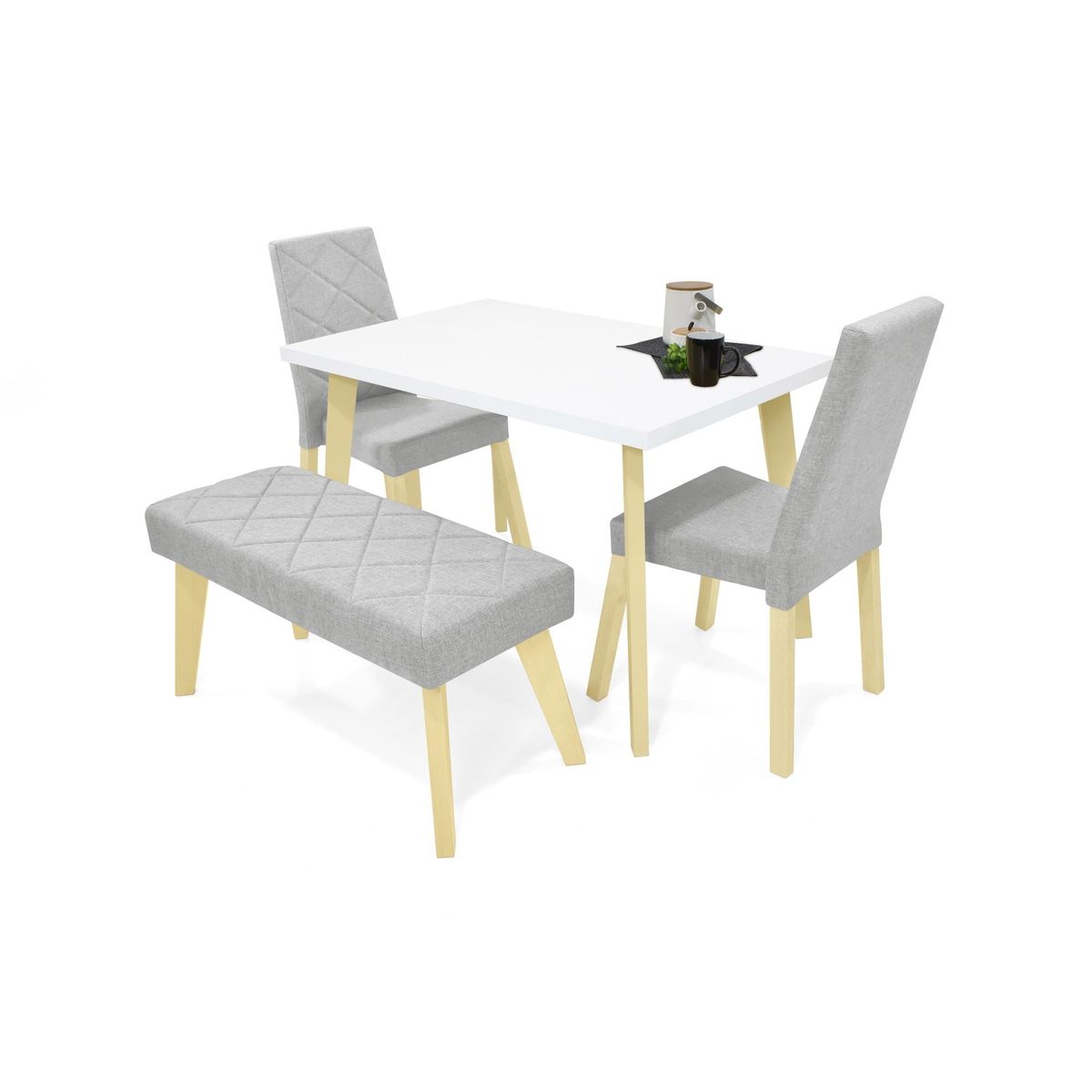 VENECIA - Comedor 4P Lugo Matiz con Sillas y Butaco Liverpool Plata_.