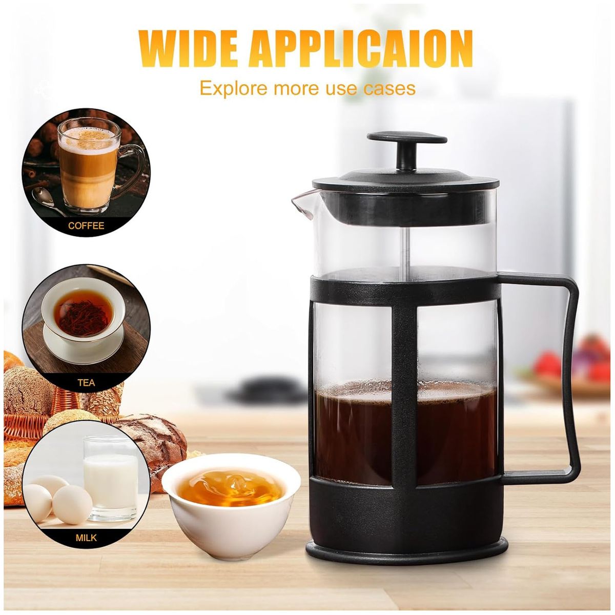 ONE PIXEL - Cafetera Francesa En Vidrio Borosilicatado Practica 1000Ml