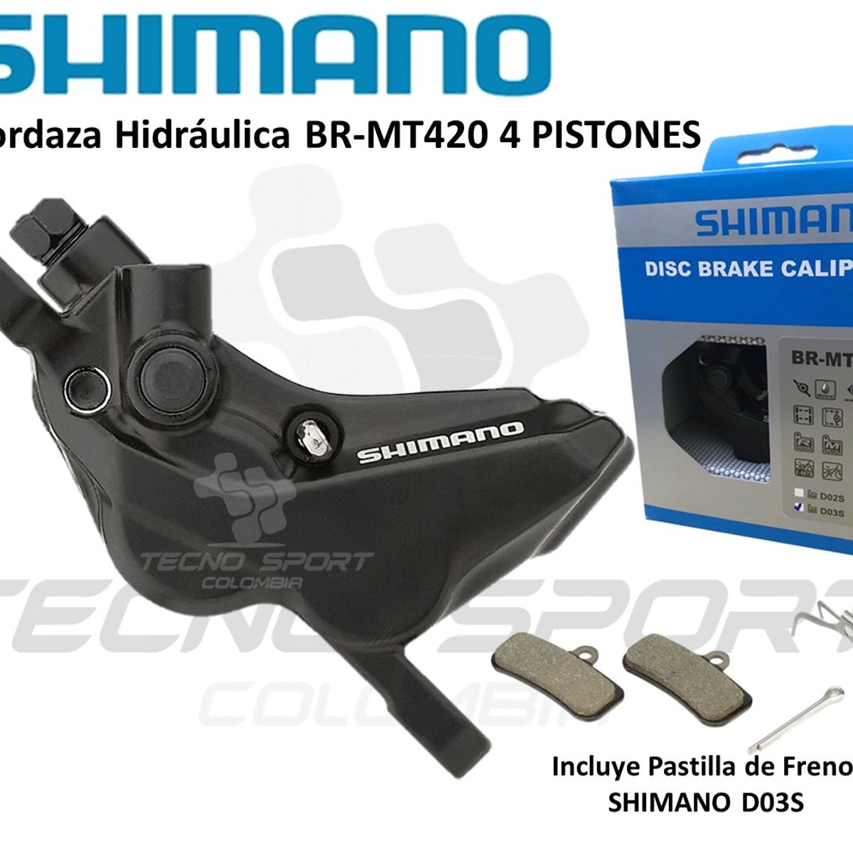 SHIMANO - Mordaza Shimano Mt420 Freno Hidráulico Bicicleta 4 Pistones