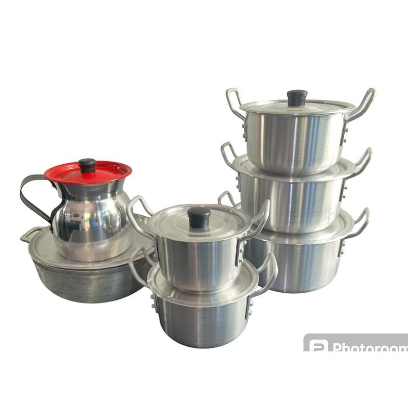 GENERICO - COMBO OLLAS X 5 OREJA DE ALUMINIO +CALDERO 24CM Y JARRA 2 LITROS