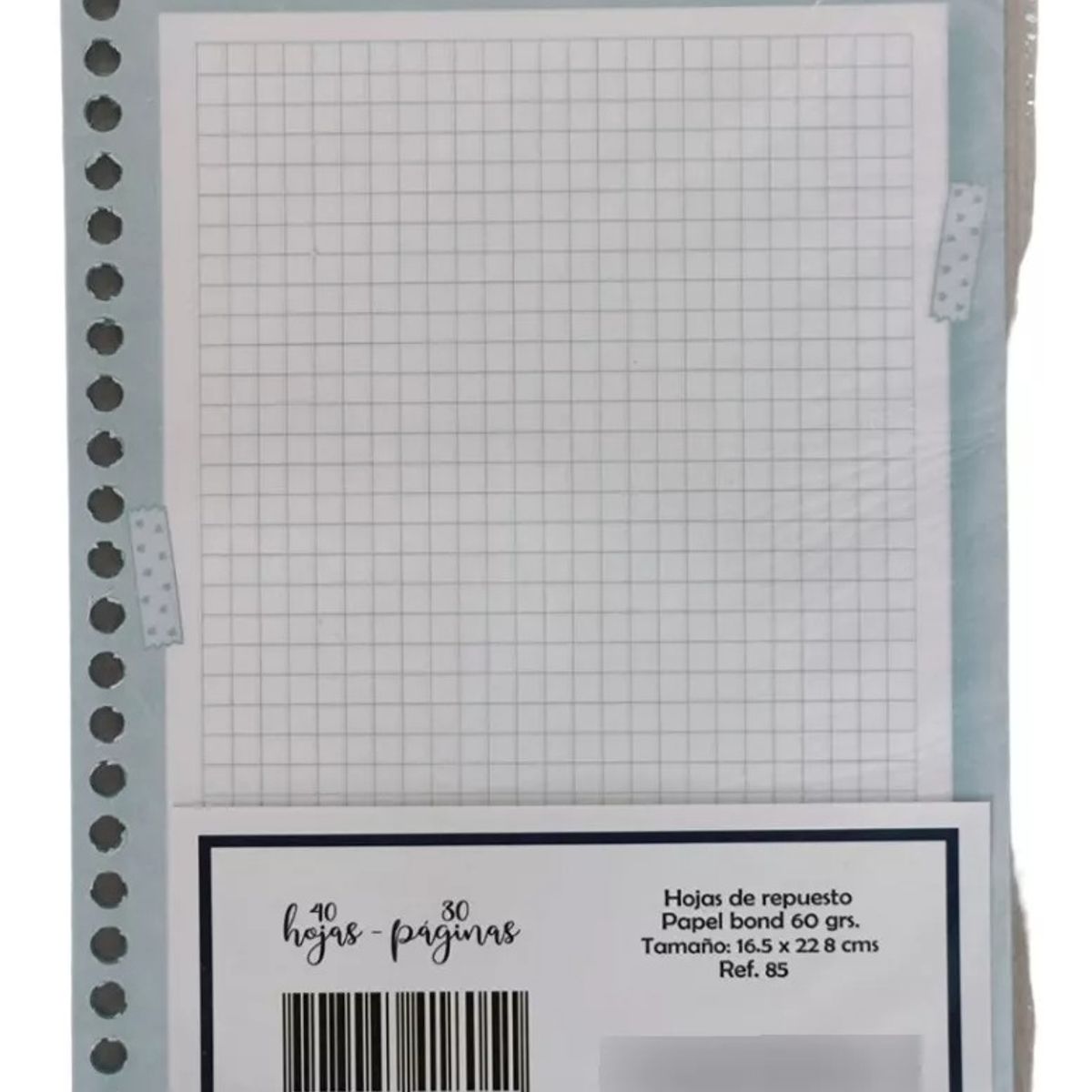 GENERICO - Repuesto X80 Hojas Cuaderno Agenda Cuadriculado Espiral Kit