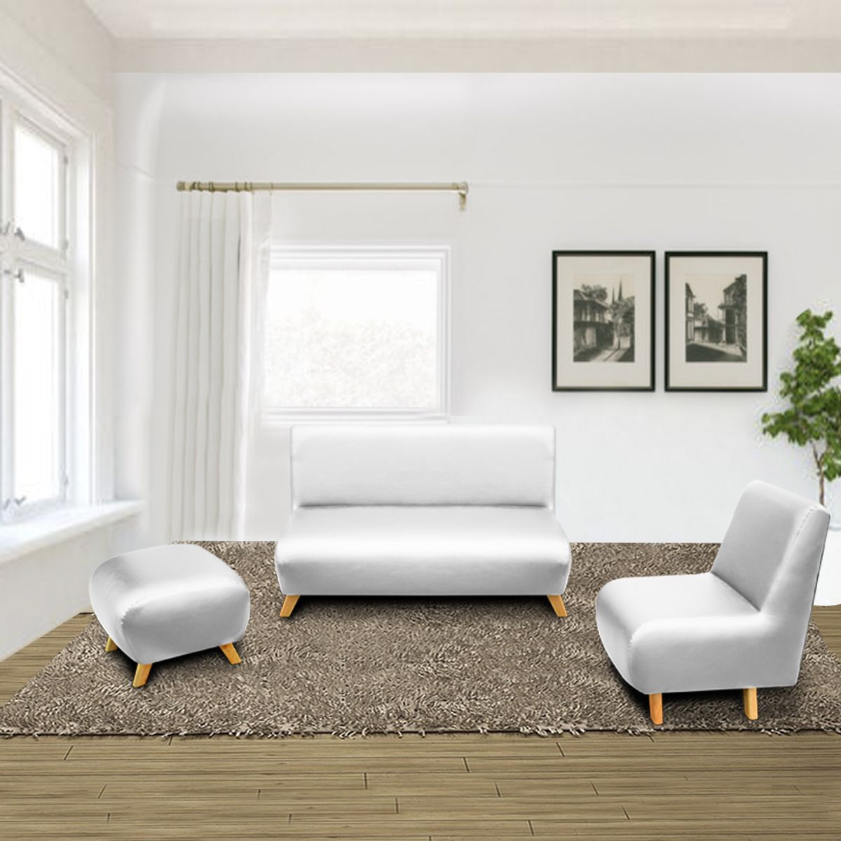 MAGIC CLASS - SALA MODERNA ELIPSE ECOCUERO BLANCO