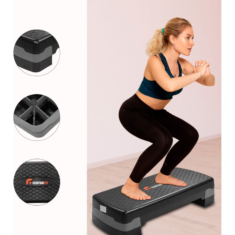 CENTURFIT - BANCO STEP ESCALON AEROBICOS 2 NIVELES Color Gris