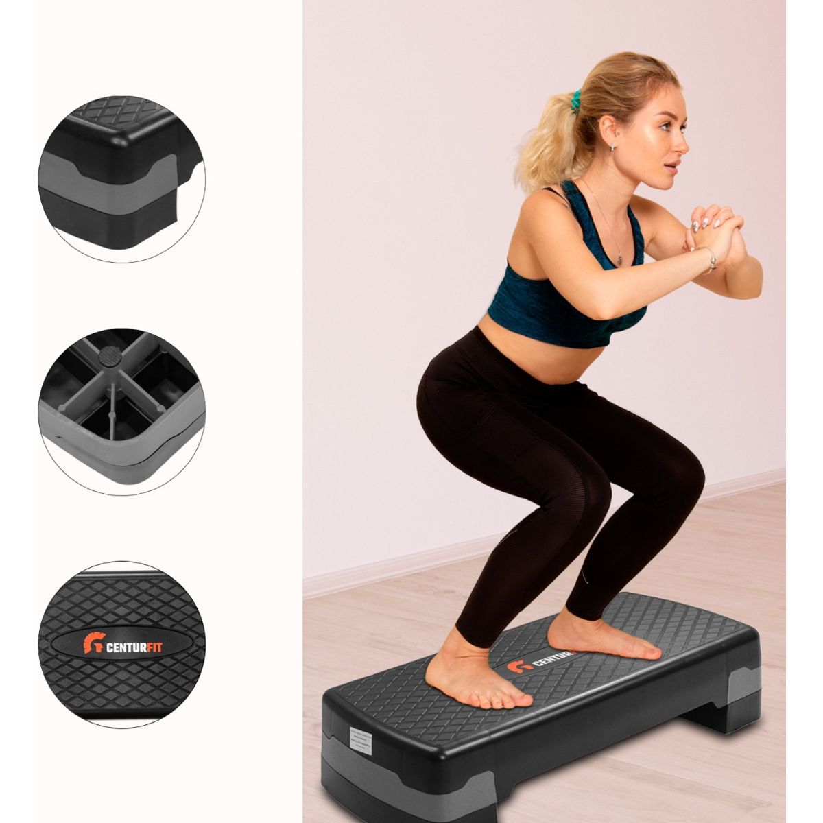 CENTURFIT - Banco Step Aeróbico Graduable 2 Niveles Ajustable Colores
