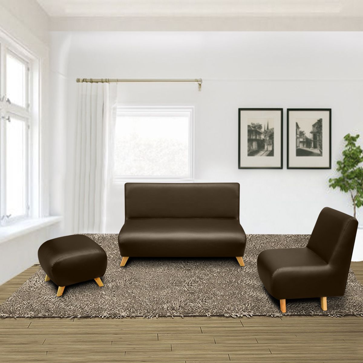 MAGIC CLASS - SALA MODERNA ELIPSE ECOCUERO CAFÉ