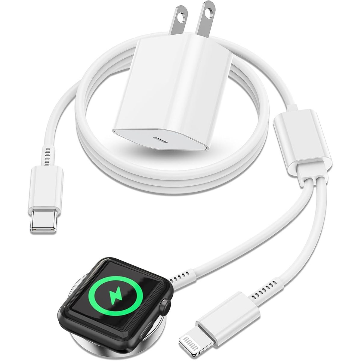 GENERICO - Cargador para Apple Watch 2 en 1 iPhone iWatch cable usb  tipo c