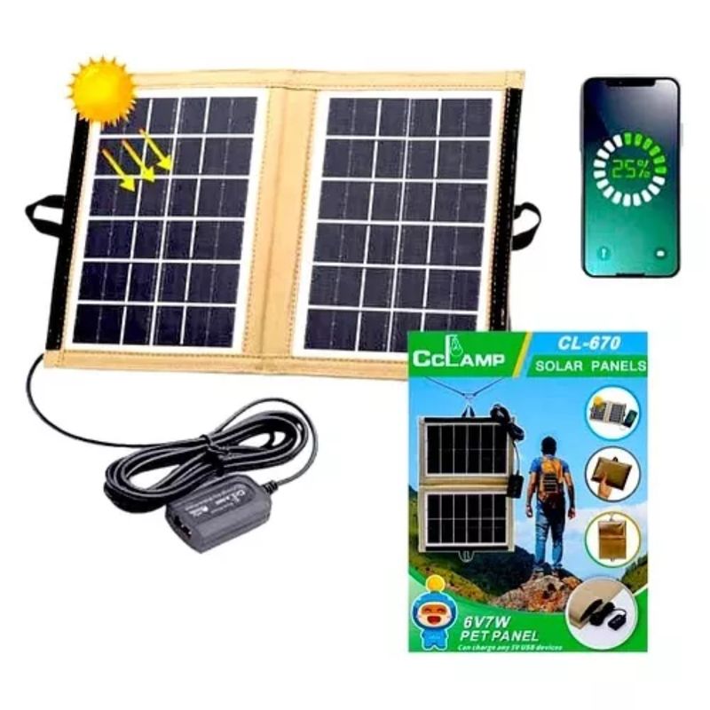 GENERICO - Panel Solar Portatil Para Camping Cl670 Con Estuche 7w