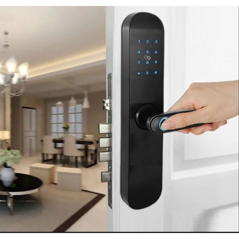 GENERICO - CERRADURA INTELIGENTE ACERO INOXIDABLE CON APP TTLOCK HUELLA TARJETA CLAVE NEGRA