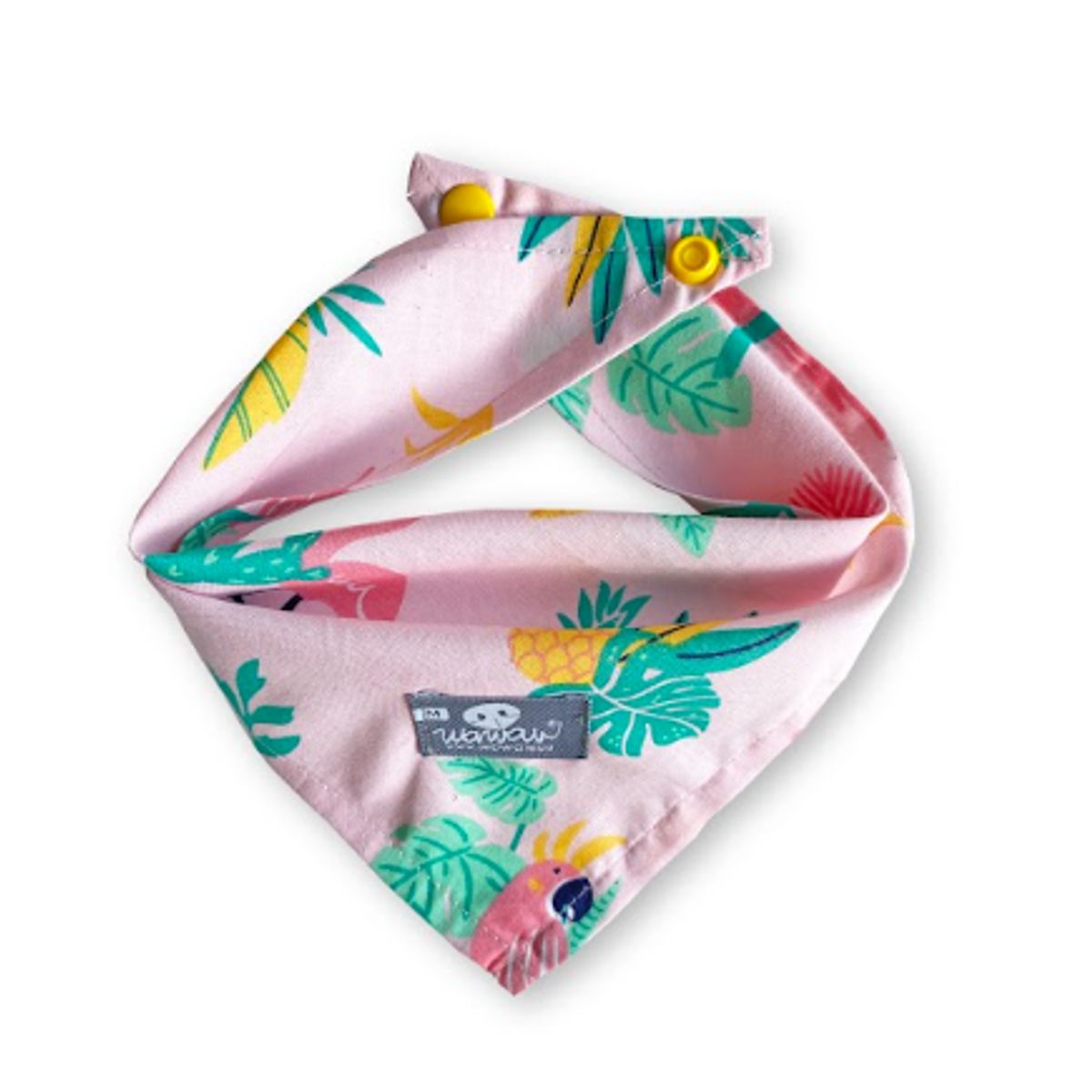 WAWAW - Pañoleta para perro talla XL rosa loros, piñas y flamingos Wawaw