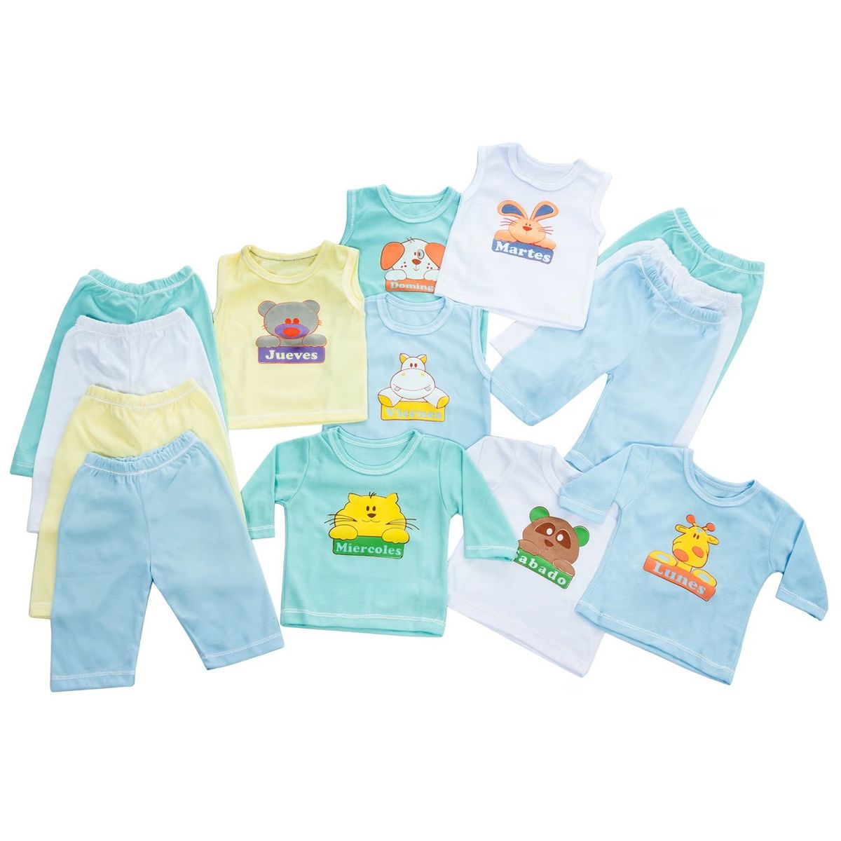 MUNDO BEBE - Semanario 14 piezas bebe multicolor 0-3 meses