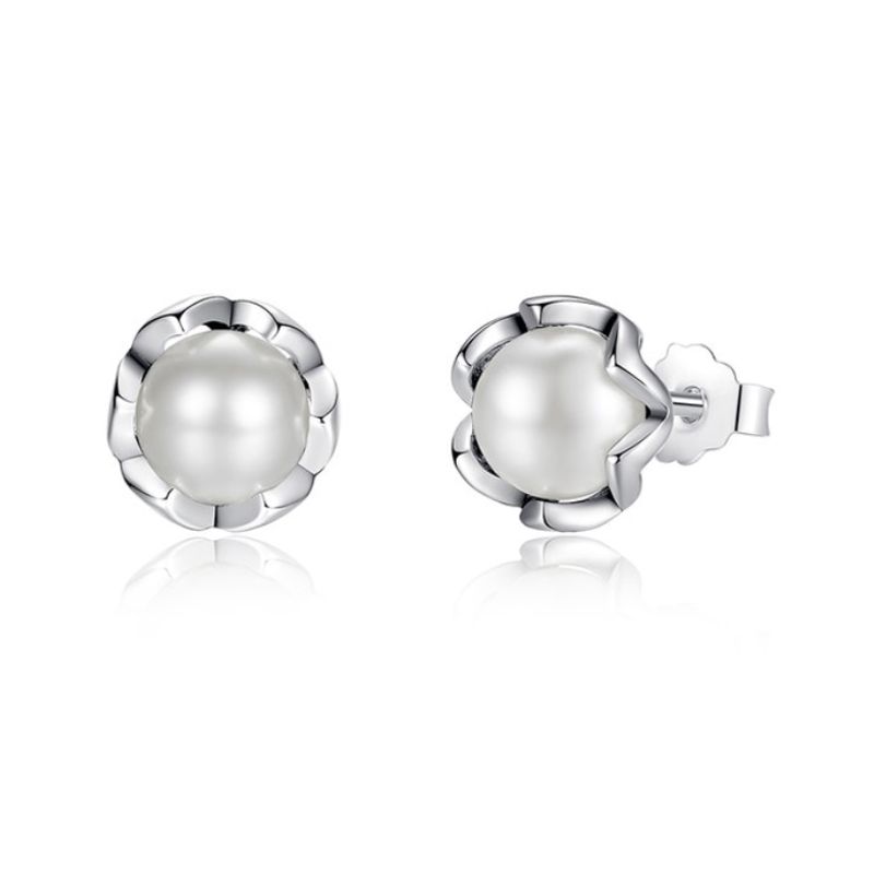 ALHAJAS - Aretes Topitos Elegantes Perlas Para Mujer Fabricados En Plata 925