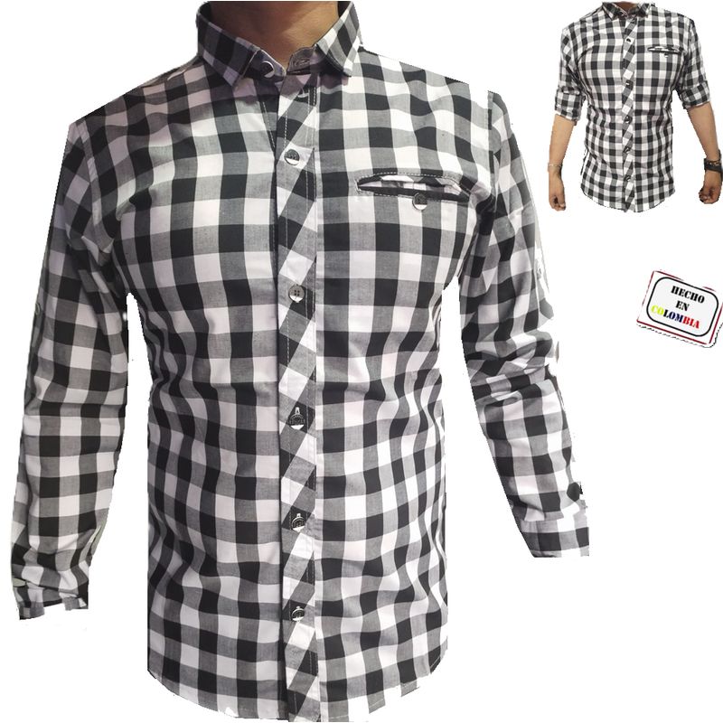 ZAFIRO JEANS - Camisa a cuadros para hombre en manga larga_.
